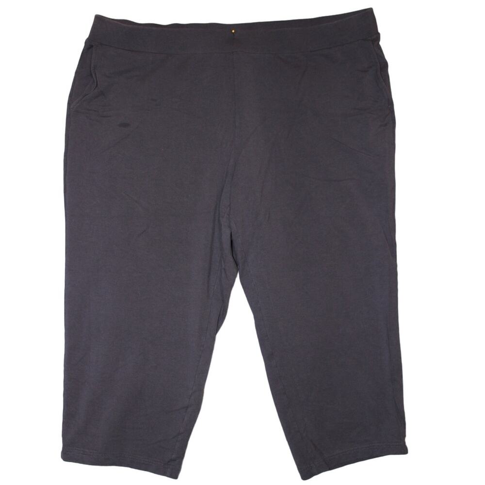 PureJill Womens 4X Affinity French Terry Slim Crop Pants Dark Gray